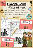 Vorschau - Arbeitsblätter - Escape Room - Wörter mit ng/nk (Klasse 2-4) - Deckblatt