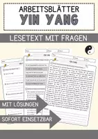 Vorschau - Arbeitsblätter - Yin Yang Religion Arbeitsblätter mit Fragen + Lösungen Lesetext - Deckblatt