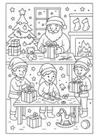 Vorschau - Mal- und Bastelvorlagen - Die Werkstatt vom Weihnachtsmann - Santa’s Workshop - Deckblatt
