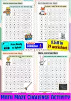 Aperçu - Feuilles d'exercices - Math Maze Challenge Worksheet Activity for Kids - Page de couverture