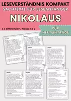 Vorschau - Arbeitsblätter - Heiliger Nikolaus - Sachtexte für Hefteinträge, 3x differenziert | Leseverständnis Klasse 1 & 2 - Deckblatt