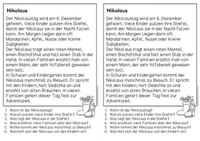 Vorschau - Arbeitsblätter - Heiliger Nikolaus - Sachtexte für Hefteinträge, 3x differenziert | Leseverständnis Klasse 1 & 2 - Seite 2