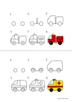 Vorschau - Mal- und Bastelvorlagen - Zeichnen lernen – 20 Fahrzeuge Schritt für Schritt - Seite 3
