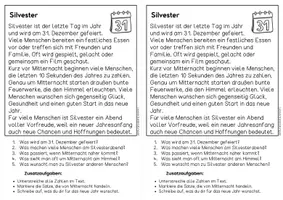 Vorschau - Arbeitsblätter - Silvester - Sachtexte für Hefteinträge, 3x differenziert | Leseverständnis Klasse 1 & 2 - Seite 3