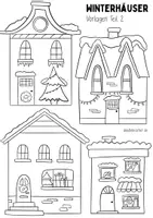 Vorschau - Mal- und Bastelvorlagen - Winterhäuser - Kreative Dekoration / Winter / Weihnachten / Fensterdeko - Seite 3