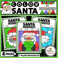 Vorschau - Arbeitsblätter - SANTA Color By Number | Christmas Counting & Fine Motor Skills - Deckblatt
