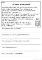 Vorschau - Arbeitsblätter - Drei Fantasiegeschichten Winter - Winterfuchs, Eiszapfen, Laterne | Leseverständnis Klasse 1 & 2 - Seite 3