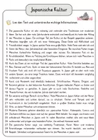 Vorschau - Arbeitsblätter - Japanische Kultur Lesetext mit Fragen + Lösungen Leseverstehen Wortspeicher didaktische Reserve Lesen Leseverständnis - Seite 3