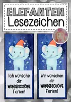 Vorschau - Anderer Materialtyp - Elefantenklasse Lesezeichen zu Weihnachten - Deckblatt