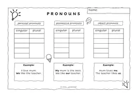 Vorschau - Arbeitsblätter - Pronouns Merkblatt Personal, Possessive & Object Pronouns - Seite 3