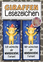 Vorschau - Anderer Materialtyp - Giraffenklasse Lesezeichen zu Weihnachten - Deckblatt