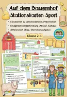 Vorschau - Stationenlernen - Stationskarten Sport - Auf dem Bauernhof (Klasse 2-4) - Deckblatt