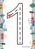 Vista previa - Juegos / Gamificación - CARRETERA DE NÚMEROS Y VOCALES TRAZOS - página 1