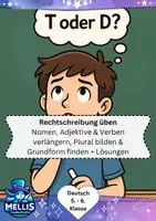 Vorschau - Arbeitsblätter - Rechtschreibung Klasse 5, 6: Nomen, Adjektive & Verben - Deckblatt