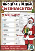Vorschau - Arbeitsblätter - Singular / Plural "Weihnachten" Als Merkblatt und zum Ausfüllen - DaZ / DaF / Deutsch - Deckblatt