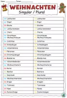 Vorschau - Arbeitsblätter - Singular / Plural "Weihnachten" Als Merkblatt und zum Ausfüllen - DaZ / DaF / Deutsch - Seite 1