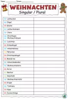 Vorschau - Arbeitsblätter - Singular / Plural "Weihnachten" Als Merkblatt und zum Ausfüllen - DaZ / DaF / Deutsch - Seite 2