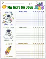 Aperçu - Apprentissages en autonomie - Tableau de routine scolaire quotidienne pour enfants-Thème Spatial- - Page 2