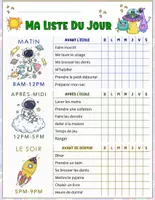 Aperçu - Apprentissages en autonomie - Tableau de routine scolaire quotidienne pour enfants-Thème Spatial- - Page 3