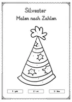 Vorschau - Mal- und Bastelvorlagen - Silvester Ausmalbild Malen nach Zahlen Silvester - Seite 1
