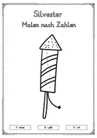 Vorschau - Mal- und Bastelvorlagen - Silvester Ausmalbild Malen nach Zahlen Silvester - Seite 2