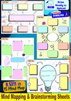 Aperçu - Feuilles d'exercices - Mind Mapping & Brainstorming Sheets. - Page de couverture