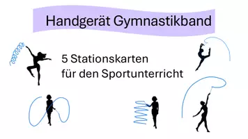 Vorschau - Stationenlernen - Stationskarten Handgerät Band Sportunterricht - Seite 1