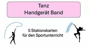 Vorschau - Stationenlernen - Stationskarten Handgerät Band Sportunterricht - Deckblatt