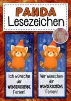 Vorschau - Anderer Materialtyp - Roter-Panda-Klasse Lesezeichen zu Weihnachten - Deckblatt