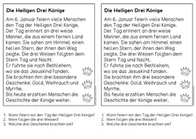 Vorschau - Arbeitsblätter - Die Heiligen Drei Könige - Sachtexte für Hefteinträge, 3x differenziert | Leseverständnis Klasse 1 & 2 - Seite 1