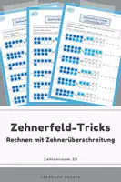 Vorschau - Arbeitsblätter - Rechnen mit Zehnerüberschreitung ZR 20 | Zehnerfeld-Tricks | Differenziert - Deckblatt