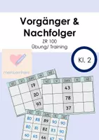 Vorschau - Aufgabenkarten - Vorgänger und Nachfolger, ZR100 - Deckblatt