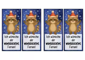 Vorschau - Anderer Materialtyp - Waschbärenklasse Lesezeichen zu Weihnachten - Seite 1