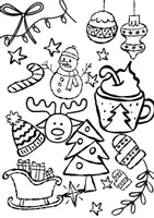 Vorschau - Mal- und Bastelvorlagen - Ausmalbilder Weihnachten Doodle Klasse 5-7 - Seite 1