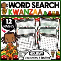 Vorschau - Arbeitsblätter - KWANZAA Word Search | Holiday Vocabulary & Spelling Worksheets - Deckblatt