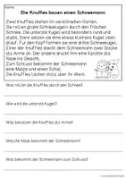 Vorschau - Arbeitsblätter - Knuffies im Winter - Knuffies-Geschichten | Leseverständnis Klasse 1 + 2 - Seite 1