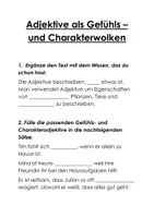 Vorschau - Arbeitsblätter - Adjektive: Gefühls- und Charakteradjektive als Wolken - Seite 1
