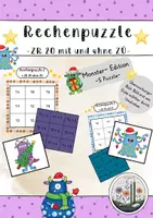 Vorschau - Stationenlernen - Rechenpuzzle ZR 20 Addition ohne und mit ZÜ. Rechenspiel Mathespiel Klasse 1 Plus - Deckblatt