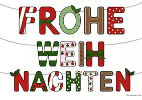 Vorschau - Mal- und Bastelvorlagen - Frohe Weihnachten - Girlande🎄 - Seite 1