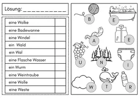 Vorschau - Arbeitsblätter - Lesespur zweifach differenziert Buchstaben: W, G, Ö, Ü - Seite 1