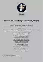 Vorschau - Unterrichtsreihen - Klausur zu Eichendorffs Gedicht "Der verspätete Wanderer" - Deckblatt