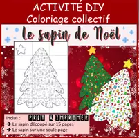 Aperçu - Matériel pour travaux manuels / dessin - Sapin de Noël - coloriage collaboratif - Page de couverture
