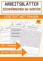 Vorschau - Arbeitsblätter - Eichhörnchen im Winter Arbeitsblätter mit Fragen Lesetraining mit Lösungen Lesetext - Deckblatt
