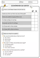 Vorschau - Arbeitsblätter - Eichhörnchen im Winter Arbeitsblätter mit Fragen Lesetraining mit Lösungen Lesetext - Seite 2