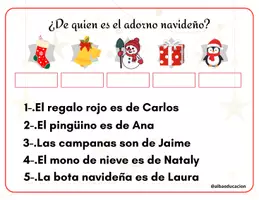 Vista previa - Tarjetas / Manipulativos - ¿De quien es el adorno navideño - página 1