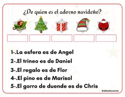 Vista previa - Tarjetas / Manipulativos - ¿De quien es el adorno navideño - página 2
