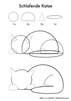 Vorschau - Mal- und Bastelvorlagen - Schlafende Katze - Zeichnen mit geometrischen Formen - Seite 2