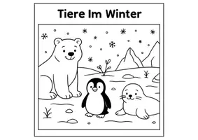 Vorschau - Mal- und Bastelvorlagen - Tiere im Winter - Deckblatt