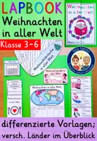 Vorschau - Unterrichtsreihen - LAPBOOK Weihnachten in aller Welt Klasse 3-6 (Weihnachten in anderen Ländern IM ÜBERBLICK) - Deckblatt