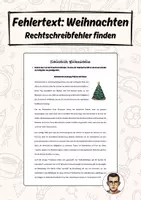 Vorschau - Arbeitsblätter - Fehlertext: Weihnachten - Rechtschreibfehler finden - Deckblatt